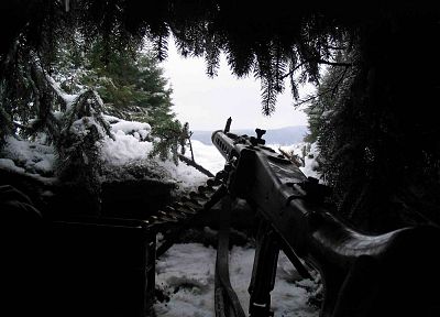зима, снег, пулемет, MG42, MG3, пулемет - оригинальные обои рабочего стола