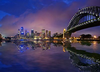 города, ночь, Сидней, Австралия, Sydney Harbour Bridge - оригинальные обои рабочего стола
