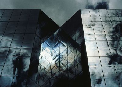 облака, зеркала, архитектура, здания, небоскребы, отражения - обои на рабочий стол