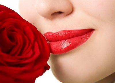 девушки, губы, розы - оригинальные обои рабочего стола