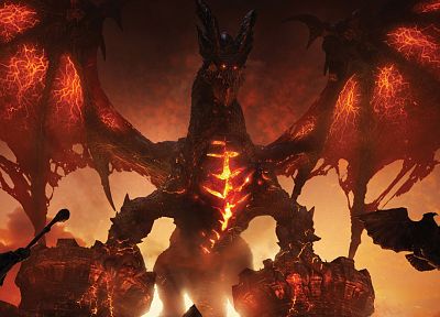 драконы, Мир Warcraft, Фэнтази, Смертокрыл, катаклизм, Blizzard Entertainment, Мир Warcraft: Cataclysm - копия обоев рабочего стола