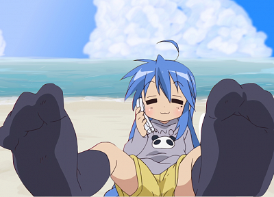 Счастливая Звезда (Лаки Стар), синие волосы, Izumi Konata, аниме девушки - копия обоев рабочего стола