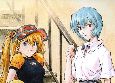 Ayanami Rei, Neon Genesis Evangelion (Евангелион), Аска Лэнгли Сорю - оригинальные обои рабочего стола
