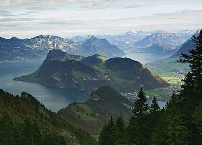 горы, Швейцария, Альпы, люцерна - оригинальные обои рабочего стола