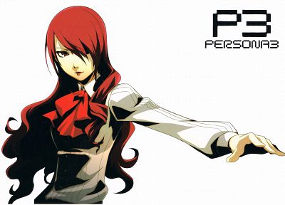рыжеволосые, Персона серии, Persona 3, простой фон, аниме девушки, Волосы на лице, Kirijo Mitsuru - копия обоев рабочего стола