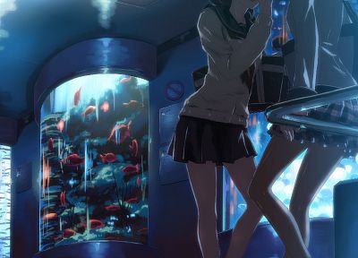 ноги, школьная форма, подол, аквариум, аниме, аниме девушки, морская форма, оригинальные персонажи, Юки Тацуя - оригинальные обои рабочего стола