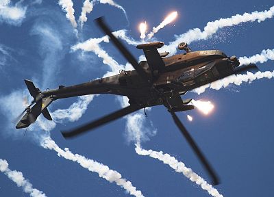 вертолеты, транспортные средства, вспышки, AH-64 Apache - случайные обои для рабочего стола