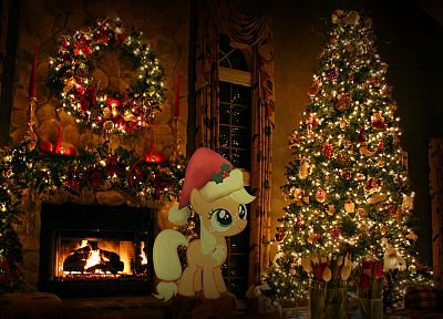 Рождественские елки, My Little Pony, Applejack - оригинальные обои рабочего стола