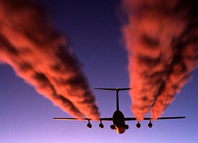 самолет, дым, инверсионных - похожие обои для рабочего стола