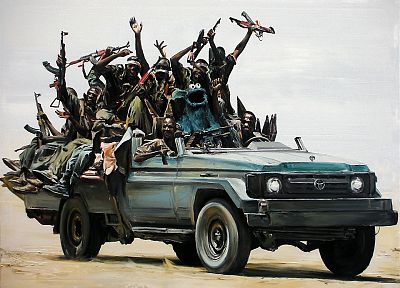пираты, Тойота, Сомали, Cookie Monster, транспортные средства, Африканский, АК- 47 - копия обоев рабочего стола