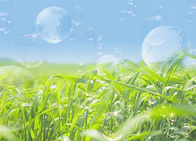 природа, трава, пузыри, фотомонтаж - случайные обои для рабочего стола