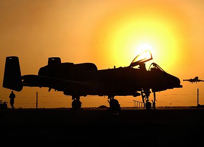 закат, самолет, военный, самолеты, транспортные средства, А-10 Thunderbolt II - случайные обои для рабочего стола