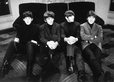 The Beatles, Джон Леннон, Джордж Харрисон, Ринго Старр, монохромный, Пол Маккартни, оттенки серого - обои на рабочий стол