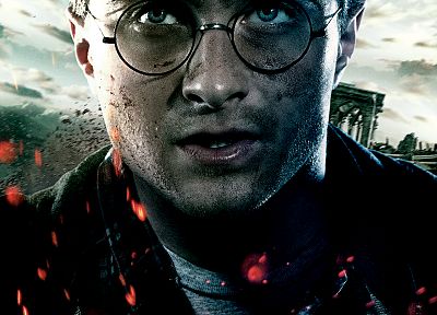 Гарри Поттер, Гарри Поттер и Дары смерти, Дэниэл Рэдклифф, постеры фильмов, мужчины в очках - обои на рабочий стол