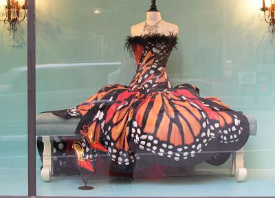 платье, мода, бабочки - обои на рабочий стол