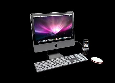 Эппл (Apple), макинтош, iPhone, темный фон - оригинальные обои рабочего стола