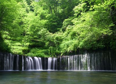 вода, природа, деревья, водопады - оригинальные обои рабочего стола
