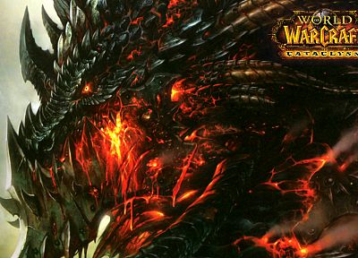 драконы, Мир Warcraft, Смертокрыл, Blizzard Entertainment, Мир Warcraft: Cataclysm, метель - оригинальные обои рабочего стола