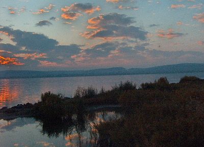закат, облака, Венгрия, Озеро Балатон - оригинальные обои рабочего стола