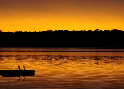 закат, природа, оранжевый цвет, озера - оригинальные обои рабочего стола