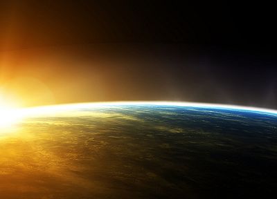 восход, космическое пространство, планеты, Земля - оригинальные обои рабочего стола