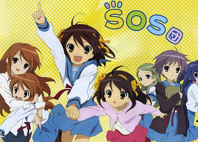 Меланхолия Харухи Судзумии, бригада SOS, аниме девушки - оригинальные обои рабочего стола
