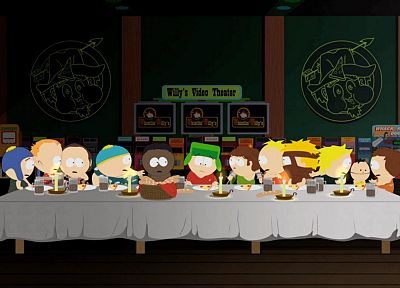 South Park, Тайная вечеря, Эрик Картман, Кайл Брофловски, Айк Брофловски, Баттерс Stotch - случайные обои для рабочего стола