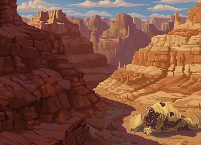 пустыня, каньон, произведение искусства - обои на рабочий стол