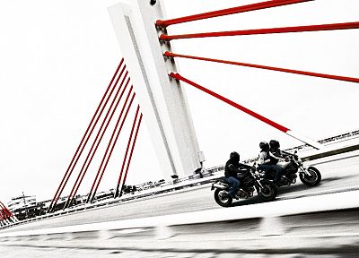 красный цвет, белый, художественный, многоцветный, мосты, Ducati, мотоциклы - оригинальные обои рабочего стола