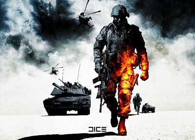 поле боя, пистолеты, танки, монохромный, Battlefield Bad Company 2, игры - копия обоев рабочего стола