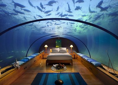 кровати, рыба, подушки, под водой, дизайн интерьера - случайные обои для рабочего стола
