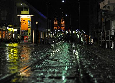 города, улицы, ночь, Германия, Фрайбург - обои на рабочий стол