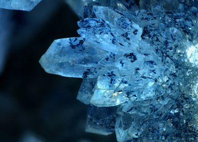 синий, кристаллы, макро, полезные ископаемые - оригинальные обои рабочего стола