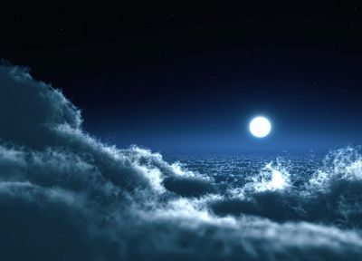 облака, пейзажи, Луна, небо - обои на рабочий стол