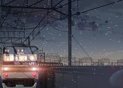 поезда, Макото Синкай, 5 сантиметров в секунду, транспортные средства - случайные обои для рабочего стола
