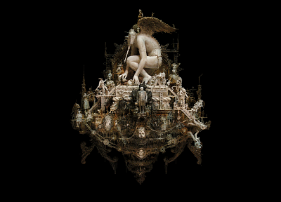 скульптуры, Крис Кукси, мифология, боги, темный фон - случайные обои для рабочего стола