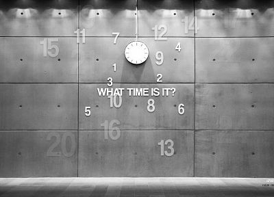 черно-белое изображение, стена, часы, современный - обои на рабочий стол