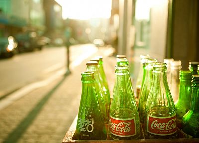 зеленый, бутылки, Кока-кола - оригинальные обои рабочего стола