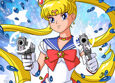 пистолеты, Sailor Moon, хвостики, морская форма, Bishoujo Senshi Sailor Moon - случайные обои для рабочего стола