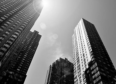 черно-белое изображение, города, архитектура, здания, небоскребы - случайные обои для рабочего стола