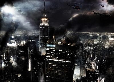 города, вертолеты, огонь, дым, Хаос, городской, Нью-Йорк, транспортные средства - случайные обои для рабочего стола