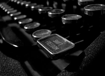 клавишные, оттенки серого, монохромный, пишущие машинки - оригинальные обои рабочего стола
