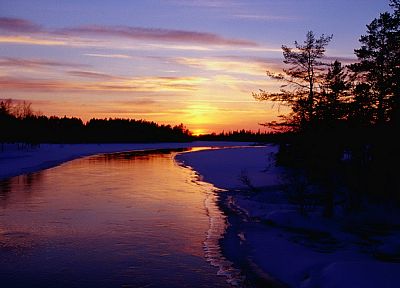 замороженный, Финляндия, сумерки, реки - случайные обои для рабочего стола