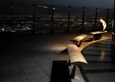 города, ночь, скамья, панорама, Саудовская Аравия, Рияд, Аль- Faisaliah Строительство, арабский - копия обоев рабочего стола