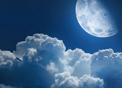 облака, Луна, небо - оригинальные обои рабочего стола
