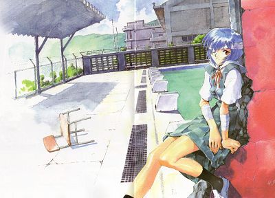 школьная форма, Ayanami Rei, Neon Genesis Evangelion (Евангелион) - копия обоев рабочего стола