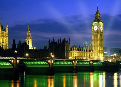 ночь, Англия, Лондон, Биг-Бен, Вестминстерский дворец - копия обоев рабочего стола