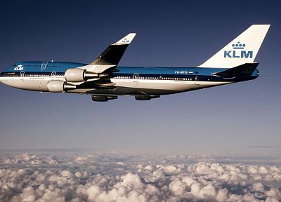 природа, самолет, KLM, Boeing 747-400 - оригинальные обои рабочего стола