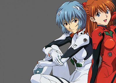 Ayanami Rei, Neon Genesis Evangelion (Евангелион), Аска Лэнгли Сорю, простой фон, аниме девушки - похожие обои для рабочего стола