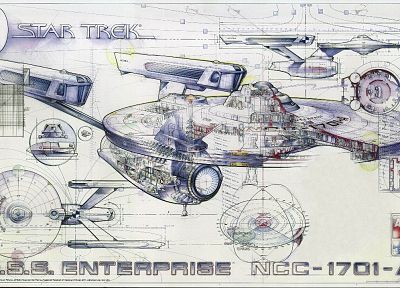 звездный путь, чертежи, USS Enterprise, Star Trek схемы - оригинальные обои рабочего стола